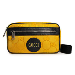 GUCCI Beige The Grid GG Leather Yellow Black Belt Body Bag